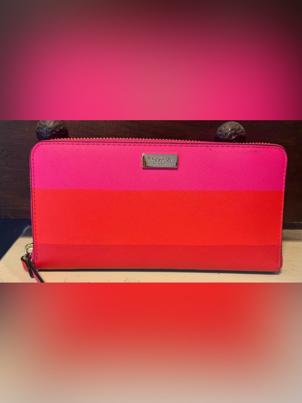 Kate Spade Laurel Way Neda Bonita Stripe Continental Wallet – Pink/Red Multi